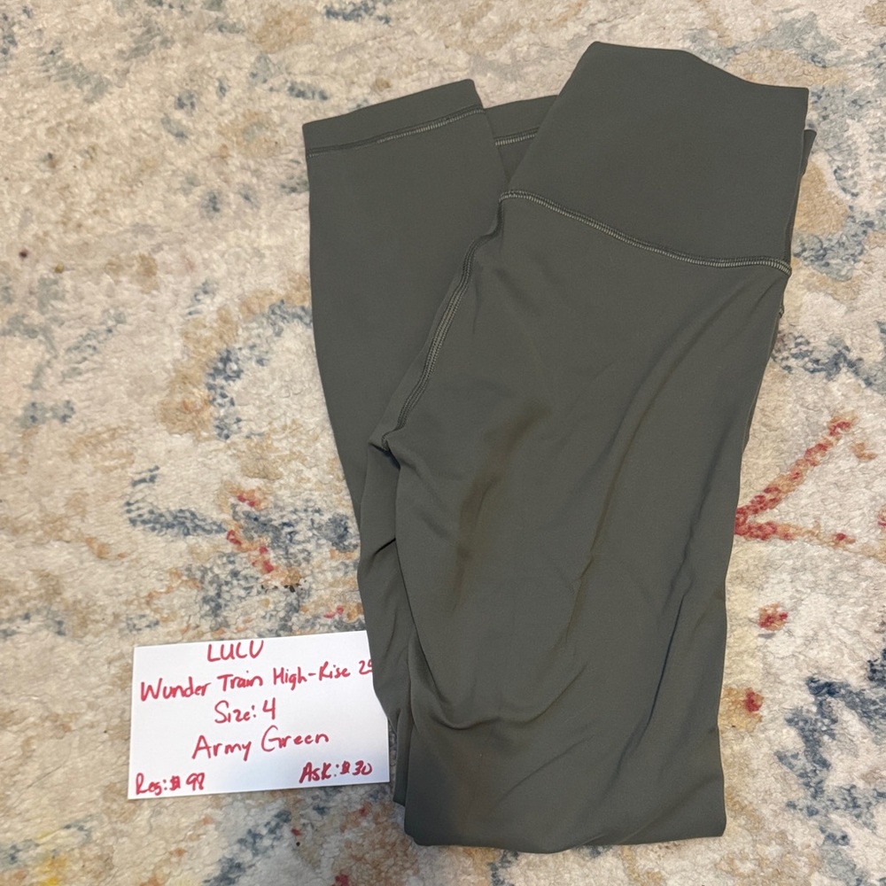 lululemon Wunder Train High Rise 25” Army Green legging